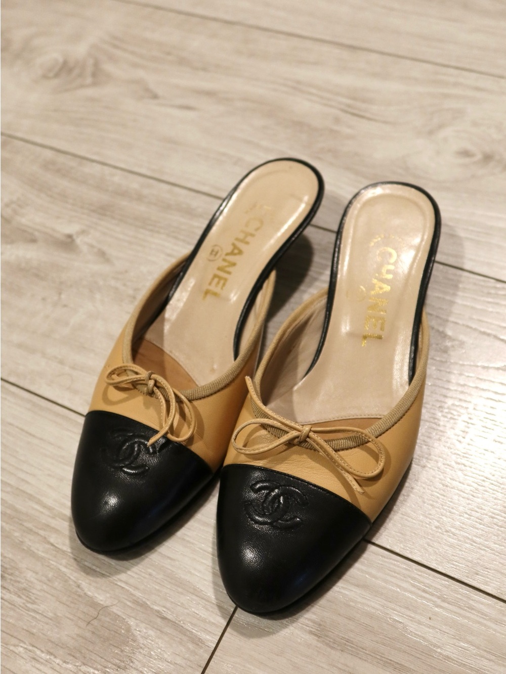 CHANEL Beige Ballerina Mules